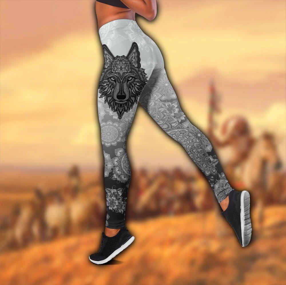 Wolf 3D All Over Printed Legging + Hollow Tank