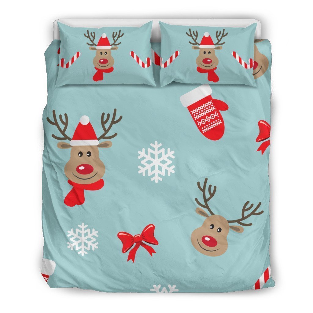 Christmas Deers Bedding Set with Candy Canes-6teenth World™-Bedding Set-US Twin-Vibe Cosy™