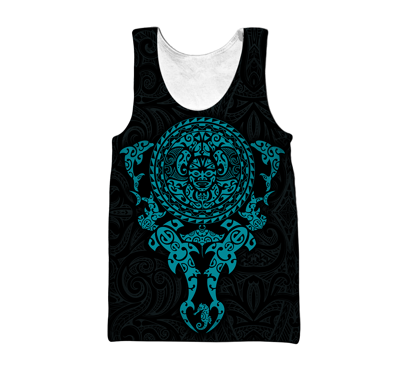 Maori tangaroa blue tattoo 3d all over printed shirt and short for man and women HHT20072001-Apparel-PL8386-Tank top-S-Vibe Cosy™
