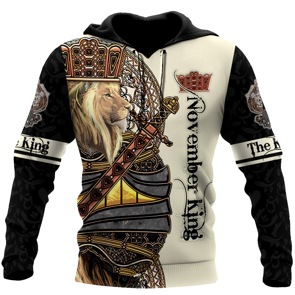 November Black King Lion 3D All Over Printed Unisex Shirts