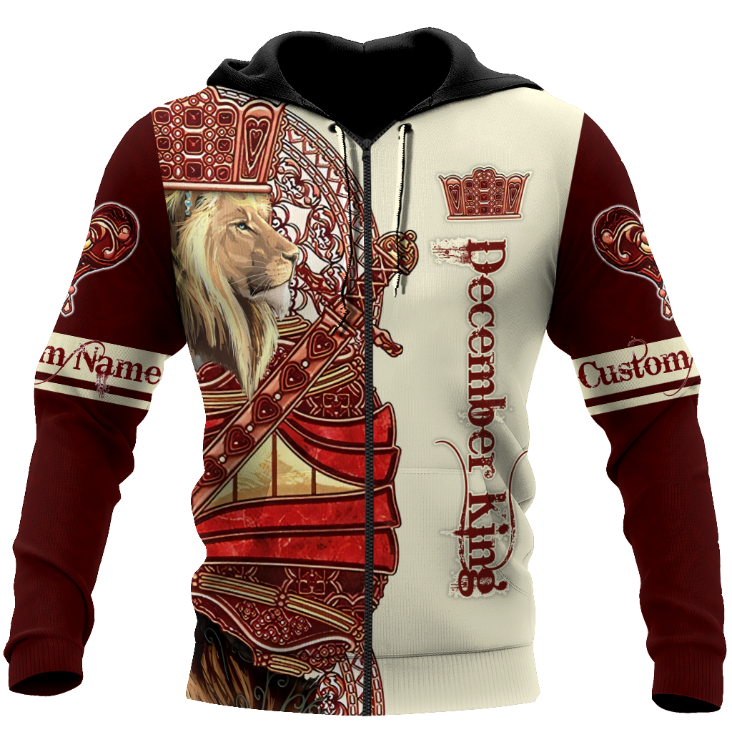 Custom Name December King Lion 3D All Over Printed Unisex Shirts