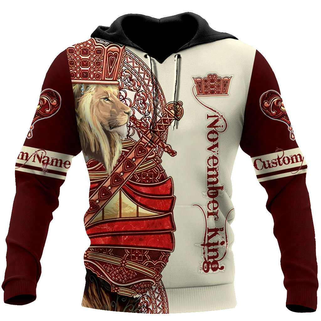 Custom Name November King Lion 3D All Over Printed Unisex Shirts