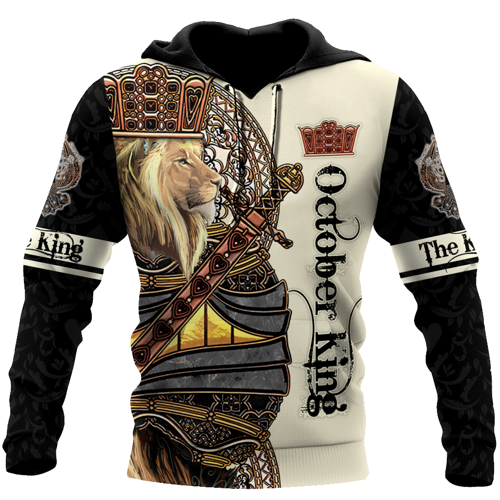 October Black King Lion 3D All Over Printed Unisex Shirts