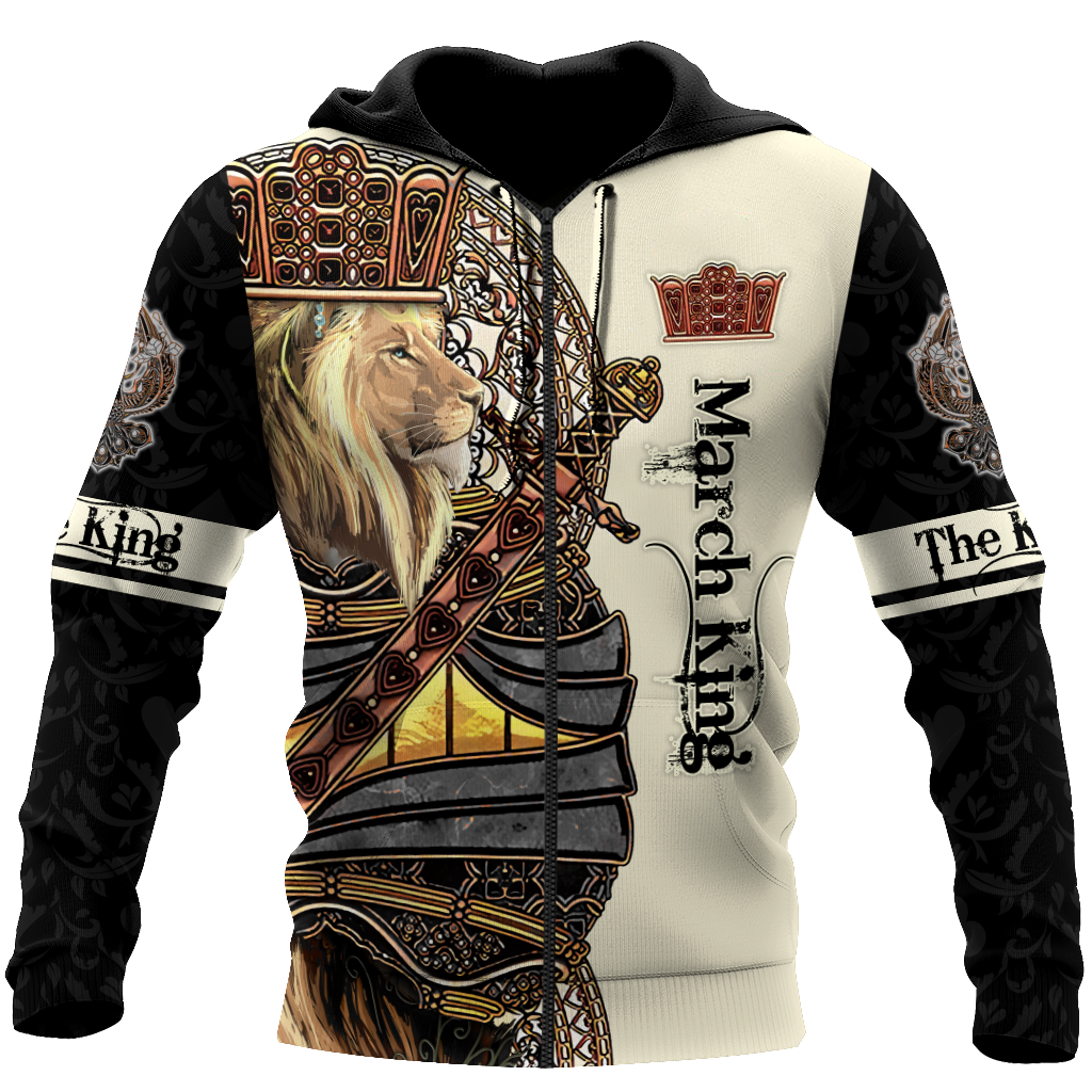March Black King Lion 3D All Over Printed Unisex Shirts