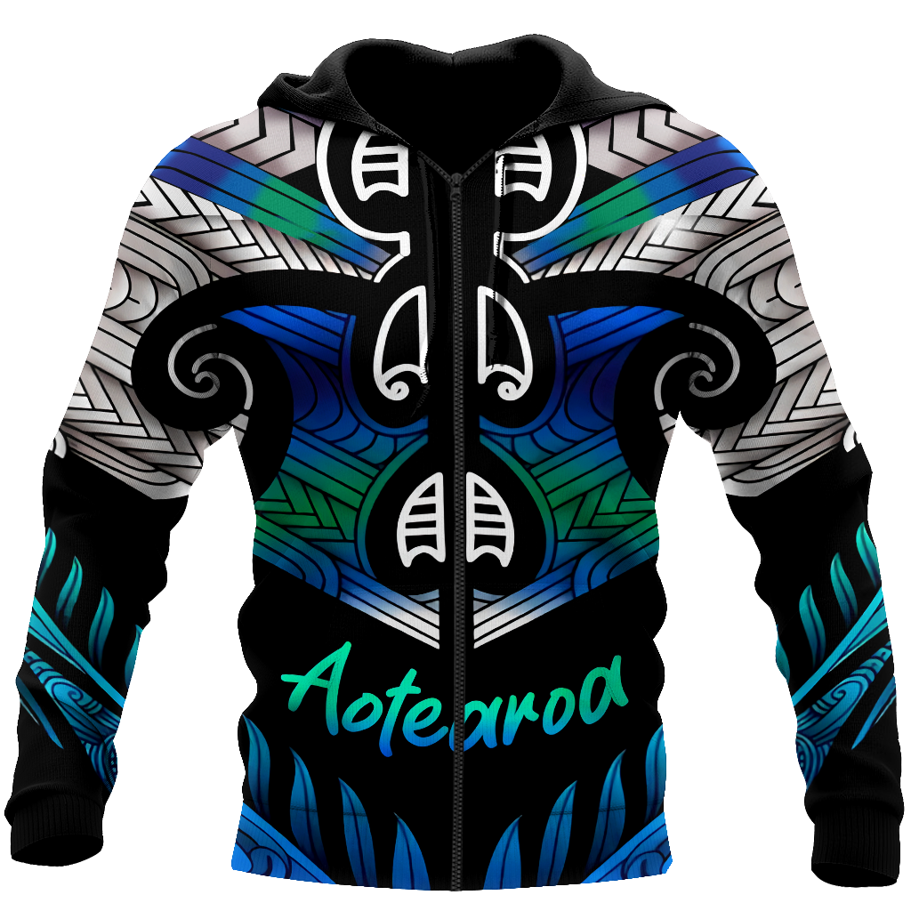 Aoteatoa New Zealand Maori 3d all over printed shirt and short for man and women-Apparel-PL8386-Zipped Hoodie-S-Vibe Cosy™
