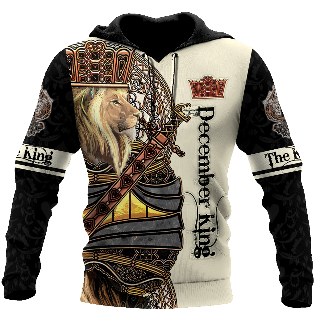 December Black King Lion 3D All Over Printed Unisex Shirts
