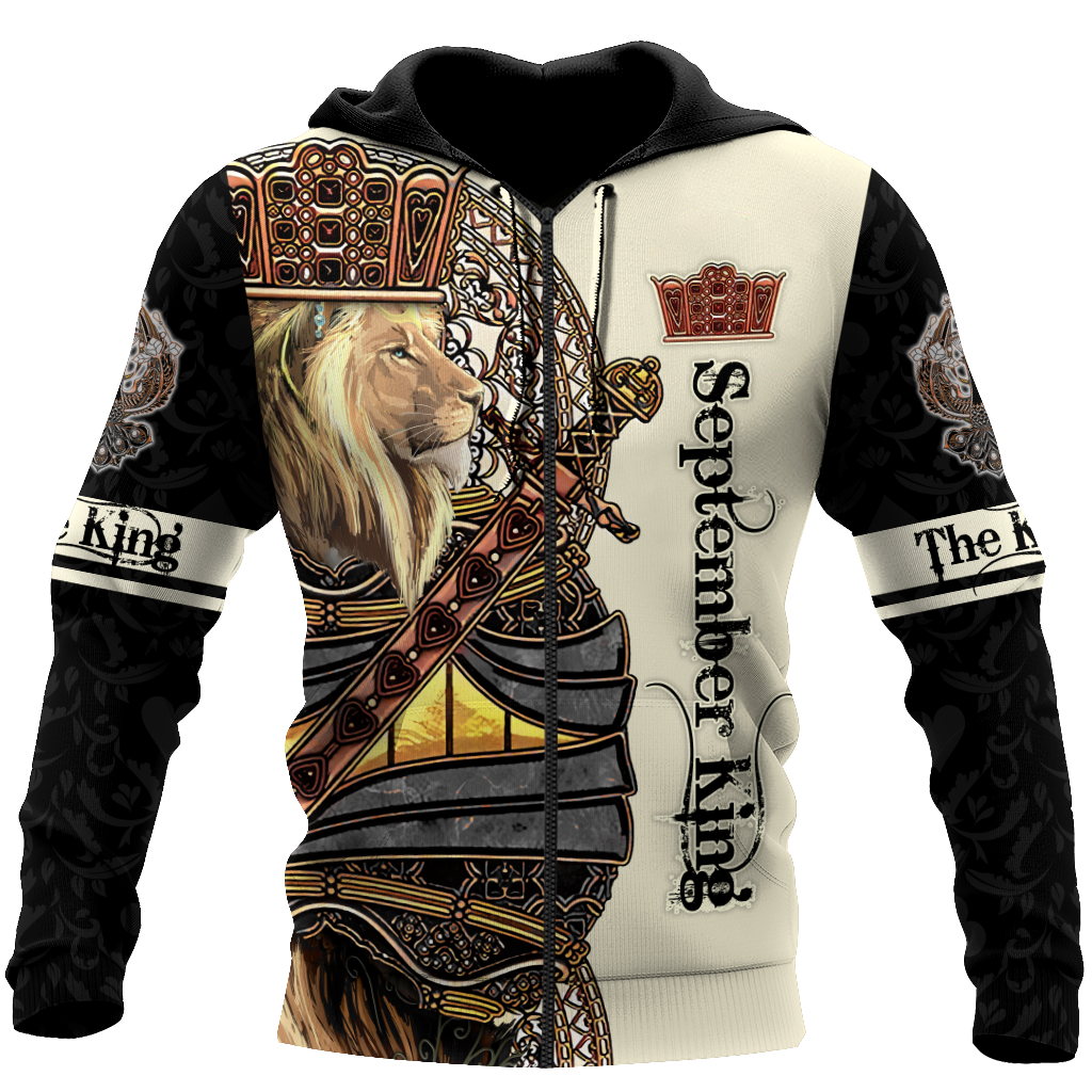 September Black King Lion 3D All Over Printed Unisex Shirts