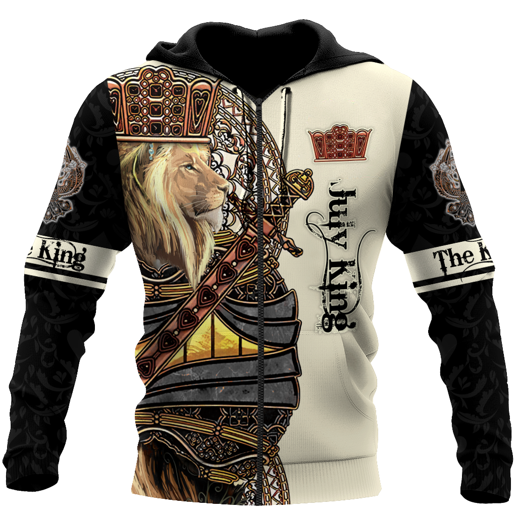 July Black King Lion 3D All Over Printed Unisex Shirts