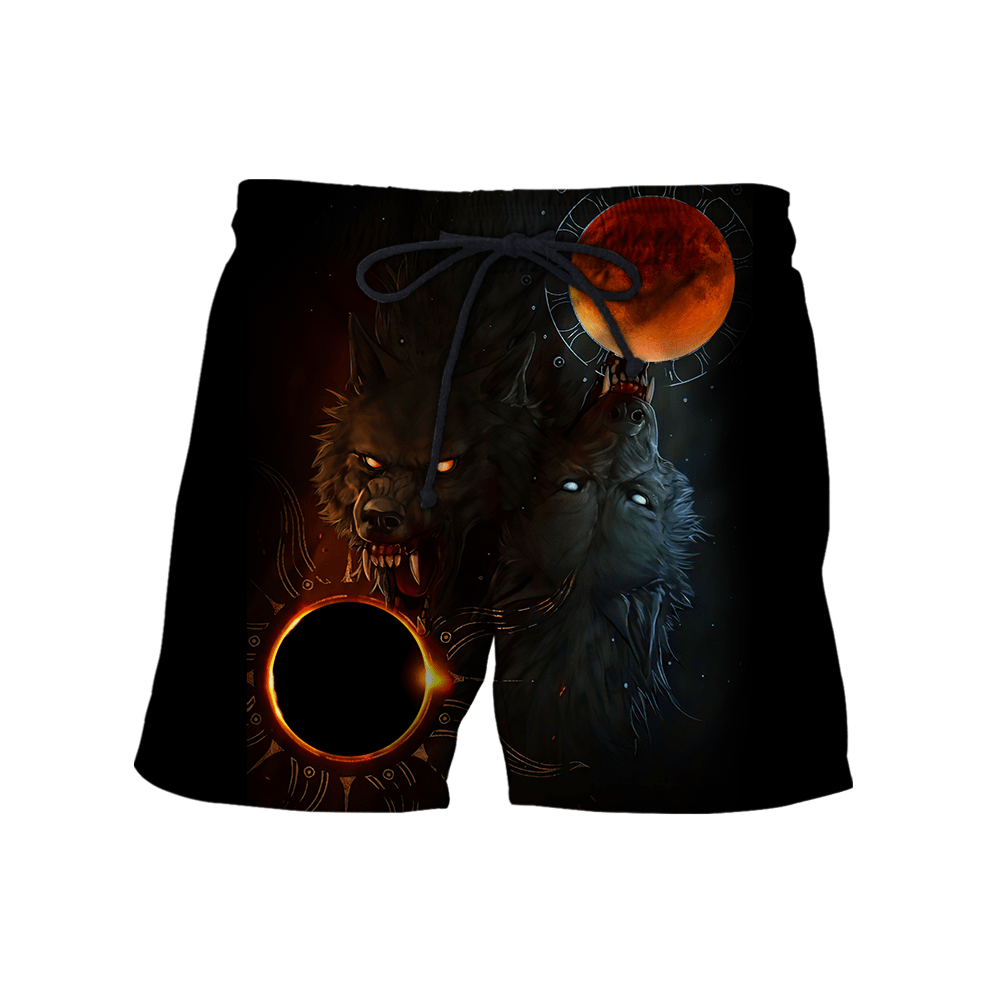 All Over Printed Wolf And Sun Hoodie MEI