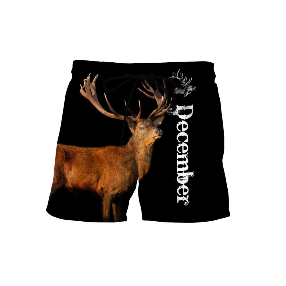 Premium December Deer Customize Name 3D All Over Printed Shirts