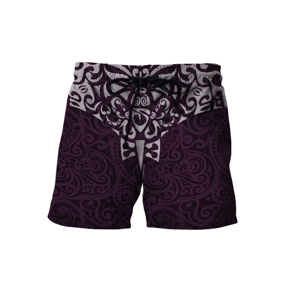 New zealand hoodie manta maori ta moko purple 3d all over printed shirt and short for man and women-Apparel-PL8386-Shorts-S-Vibe Cosy™