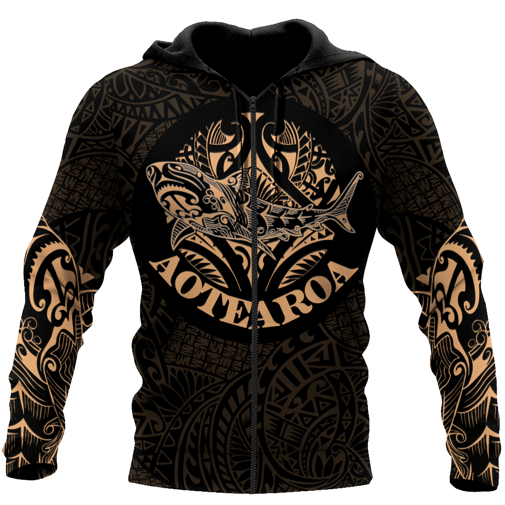 Maori shark tattoo 3d all over printed shirt and short for man and women HHT17072001-Apparel-PL8386-Zipped Hoodie-S-Vibe Cosy™