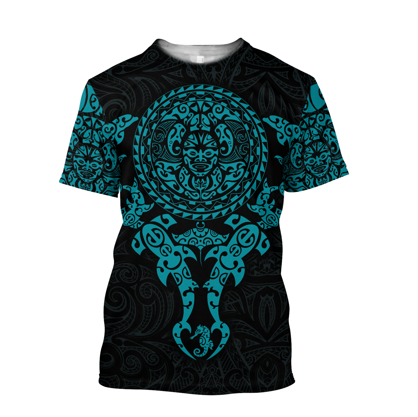Maori tangaroa blue tattoo 3d all over printed shirt and short for man and women HHT20072001-Apparel-PL8386-T-shirt-S-Vibe Cosy™