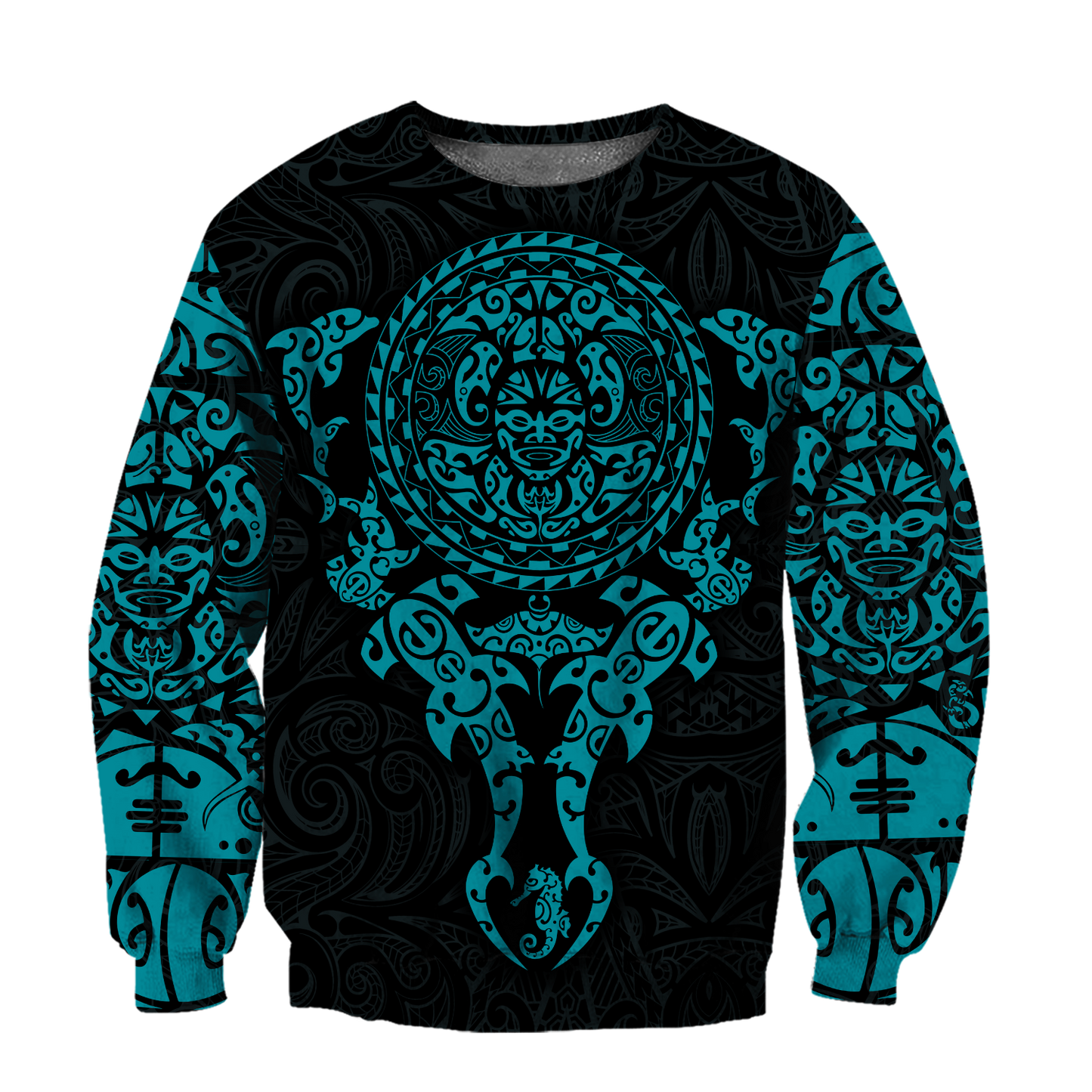Maori tangaroa blue tattoo 3d all over printed shirt and short for man and women HHT20072001-Apparel-PL8386-Sweatshirt-S-Vibe Cosy™
