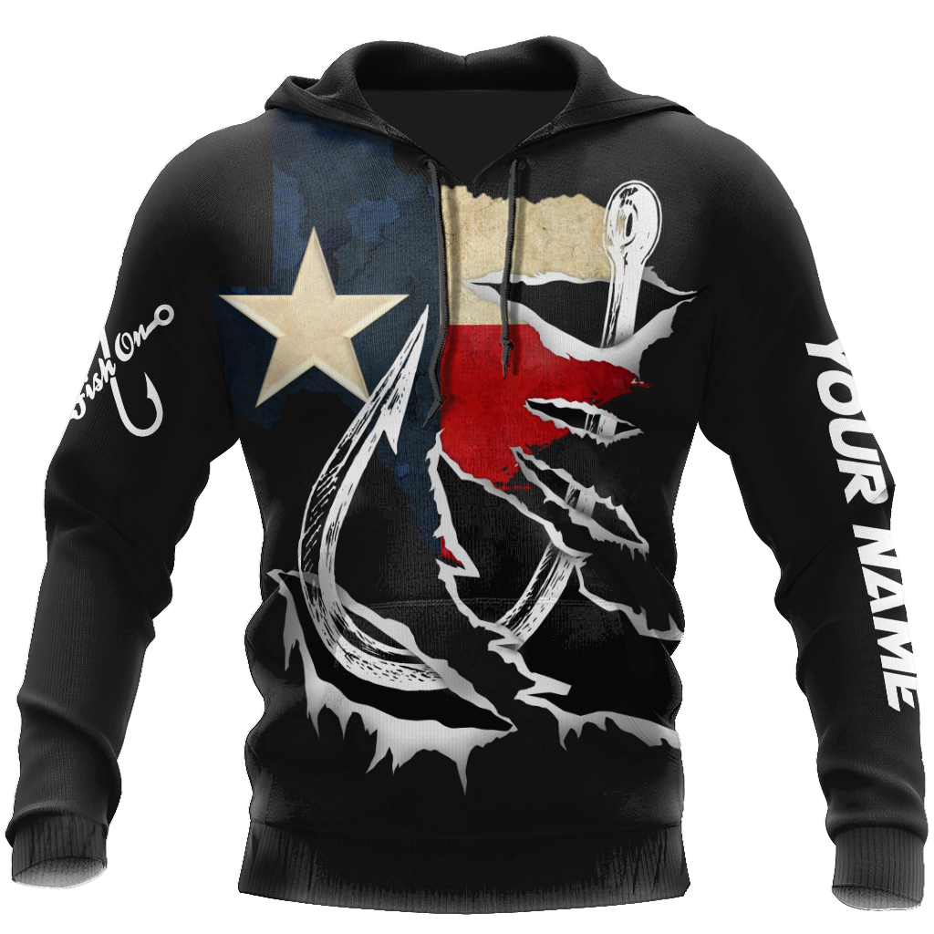 Custom name Hooked on fishing Texas design 3d print shirts