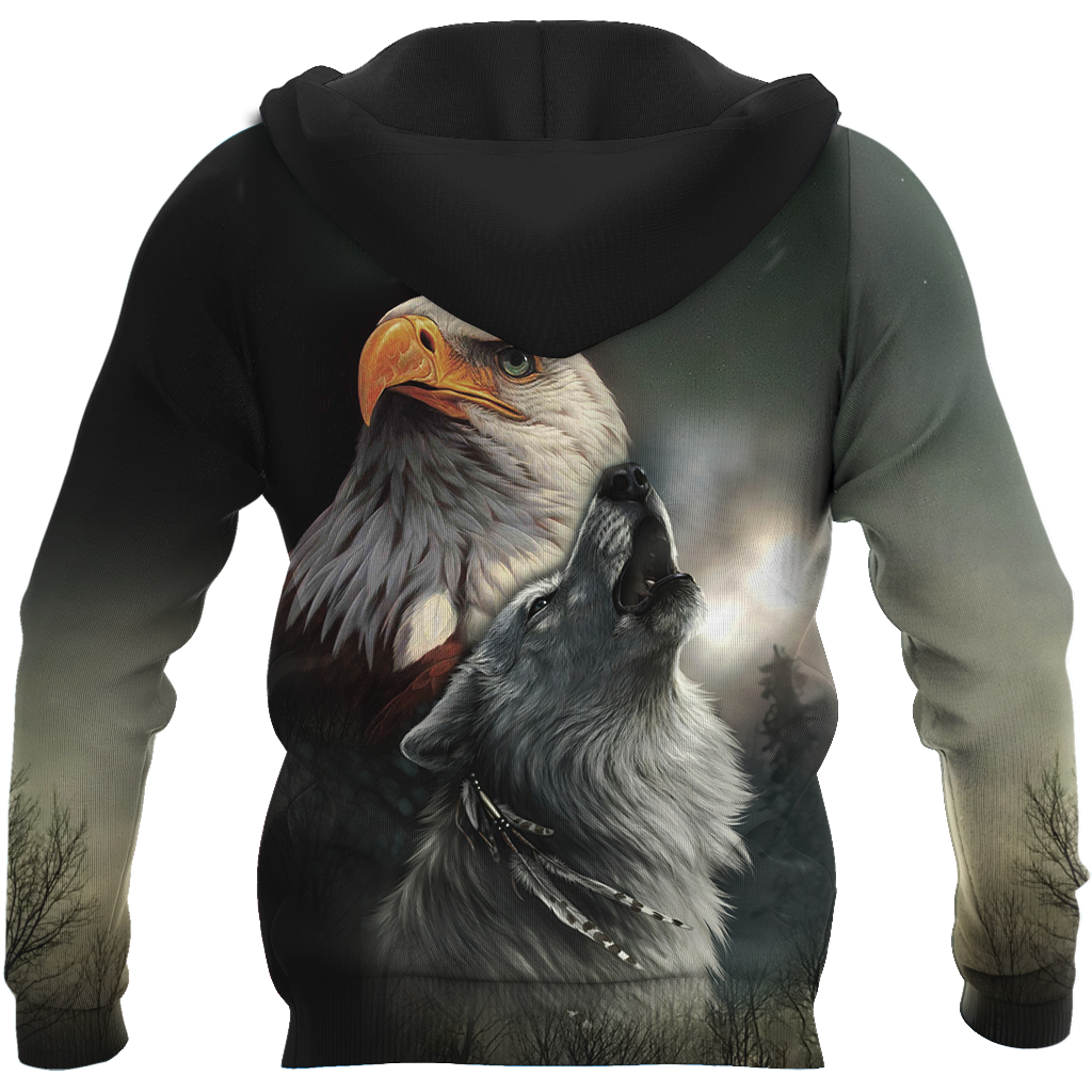 Eagle And Wolf Native American 3D Hoodie Shirt For Men And Women LAM