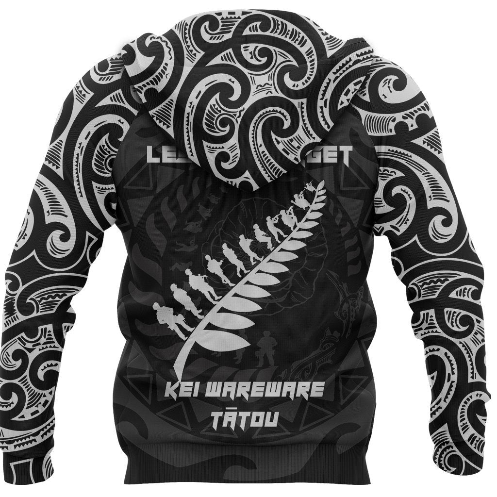 Anzac Tattoo New Zealand Hoodie, Lest We Forget Pullover Hoodie PL03032003-Apparel-PL8386-Hoodie-S-Vibe Cosy™