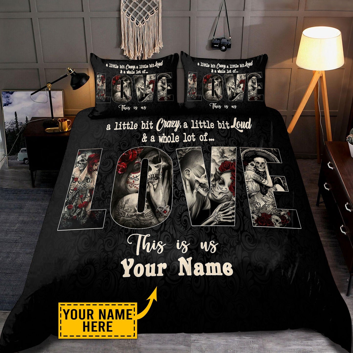 Customize Name Skull Bedding Set NTN08052101