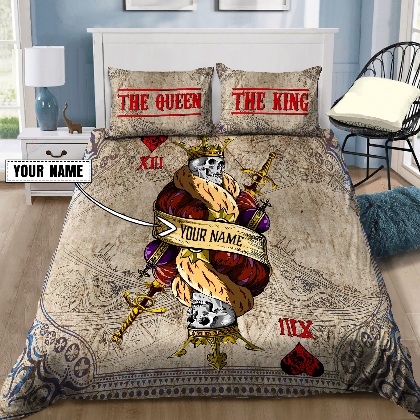 Customize Name King Skull Bedding Set MH09062102