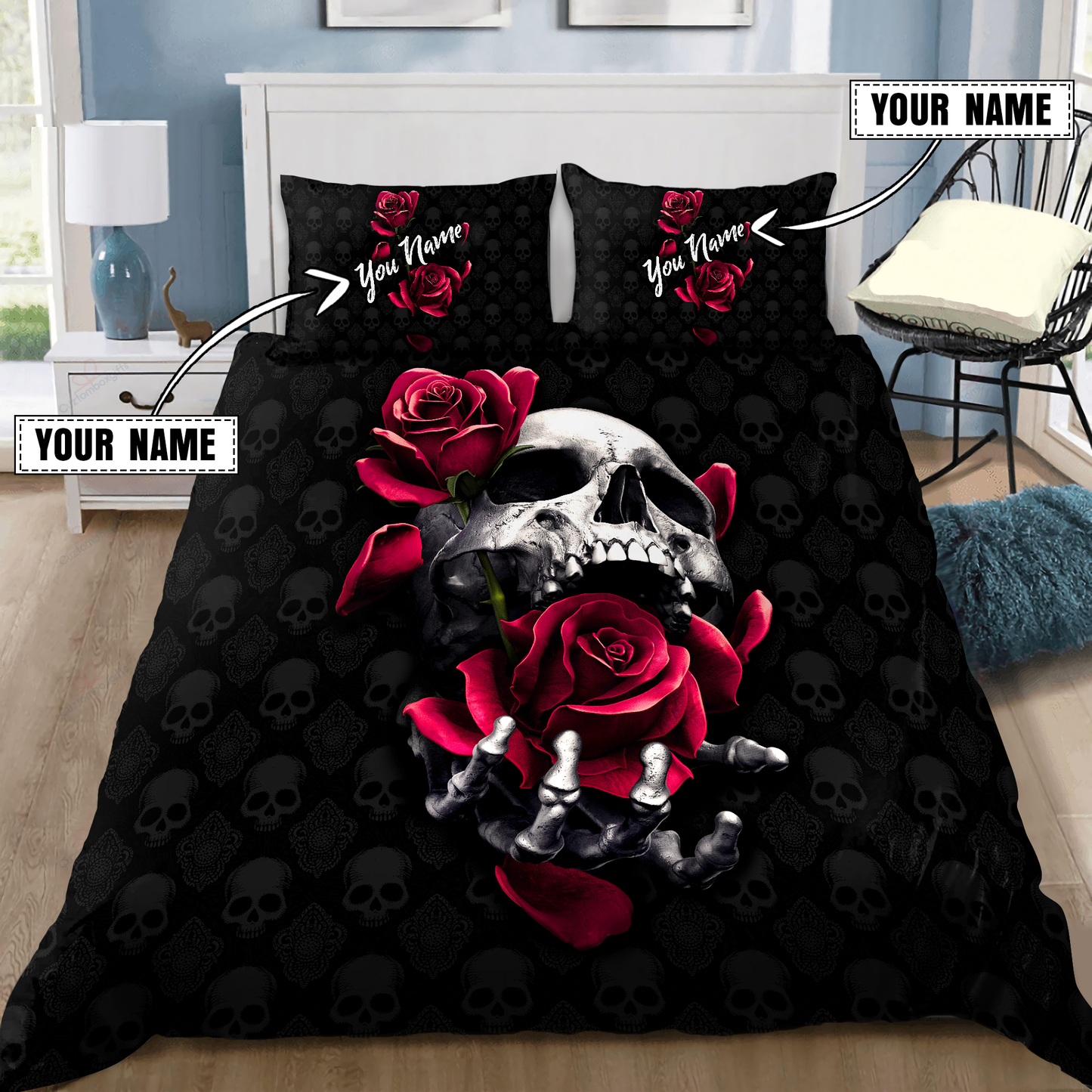 Customize Name Skull Bedding Set MH13042104