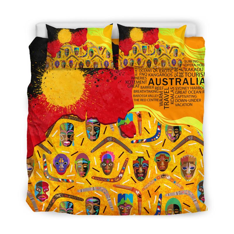 Aboriginal Peoples Australia Boomerang Indigenous Bedding Set