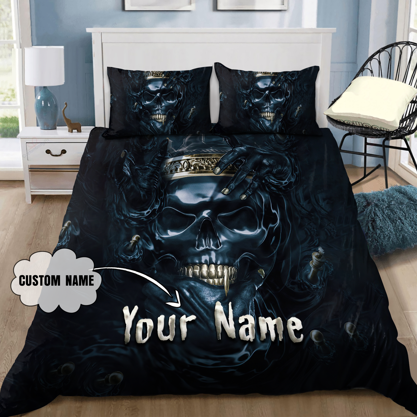 Customize Name King Skull Bedding Set SN31052104
