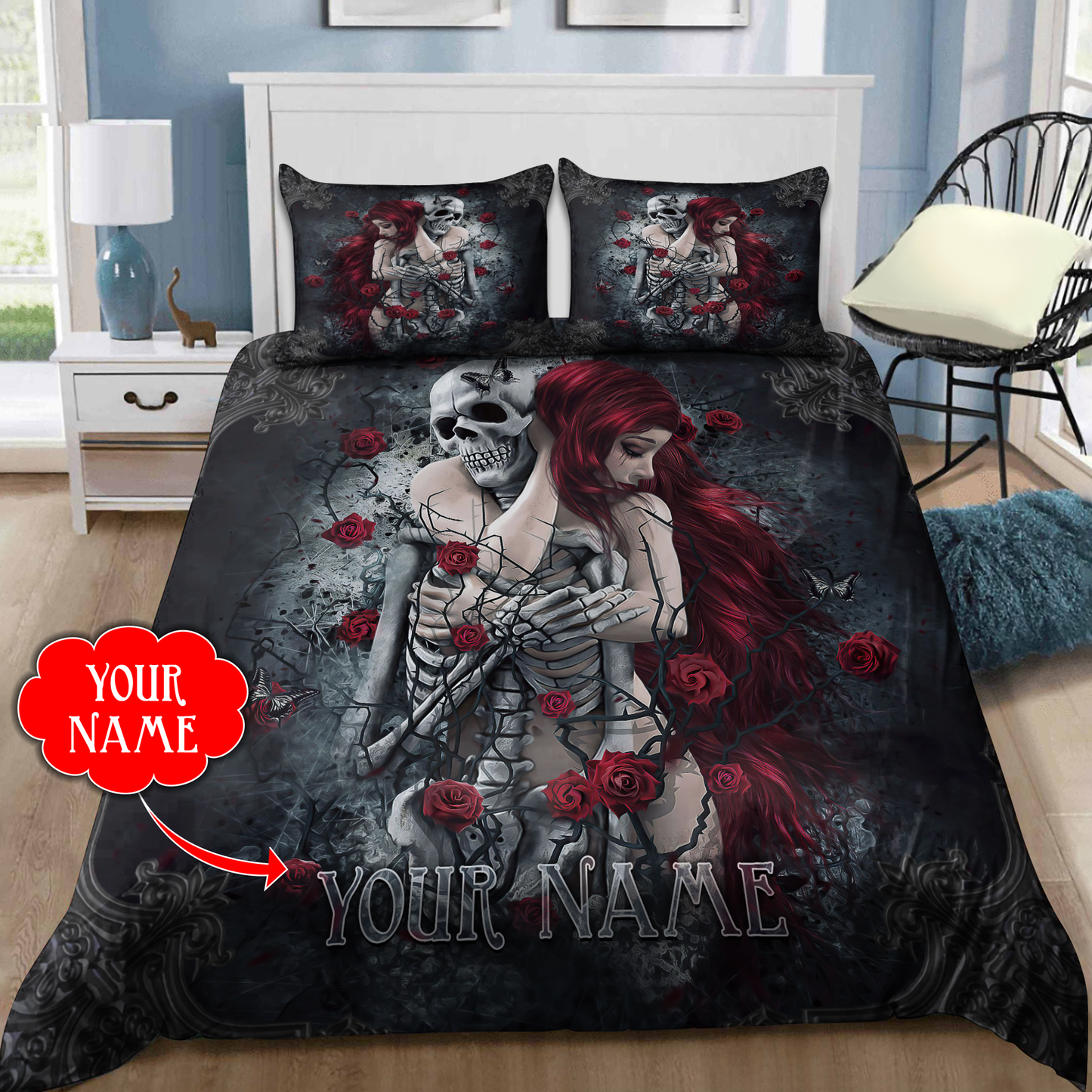 Customize Name Skull Bedding Set DQB08052104