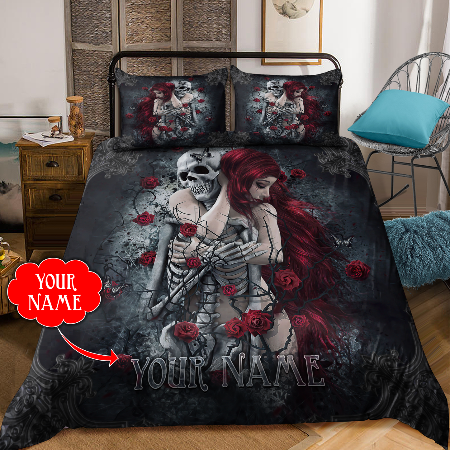 Customize Name Skull Bedding Set DQB08052104