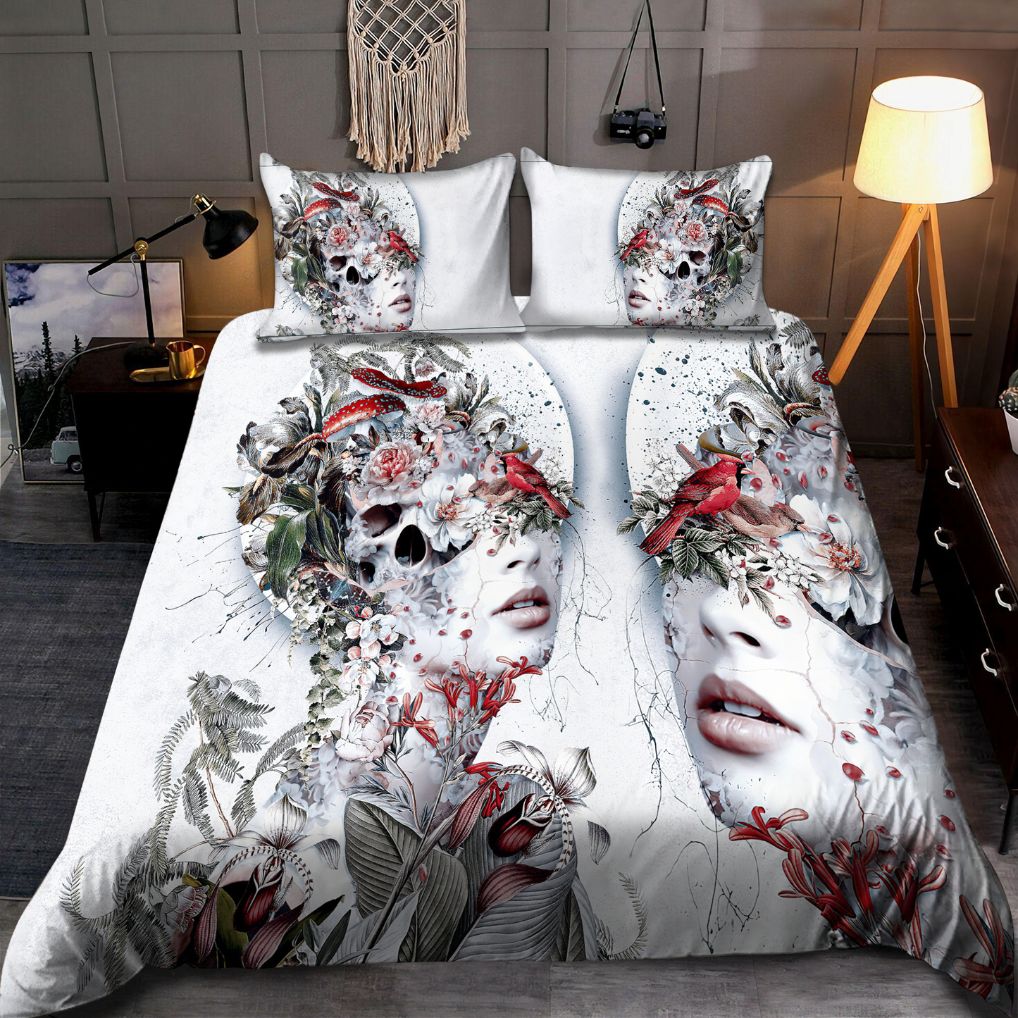 Customize Name Floral Girl Skull Bedding Set SN29052102
