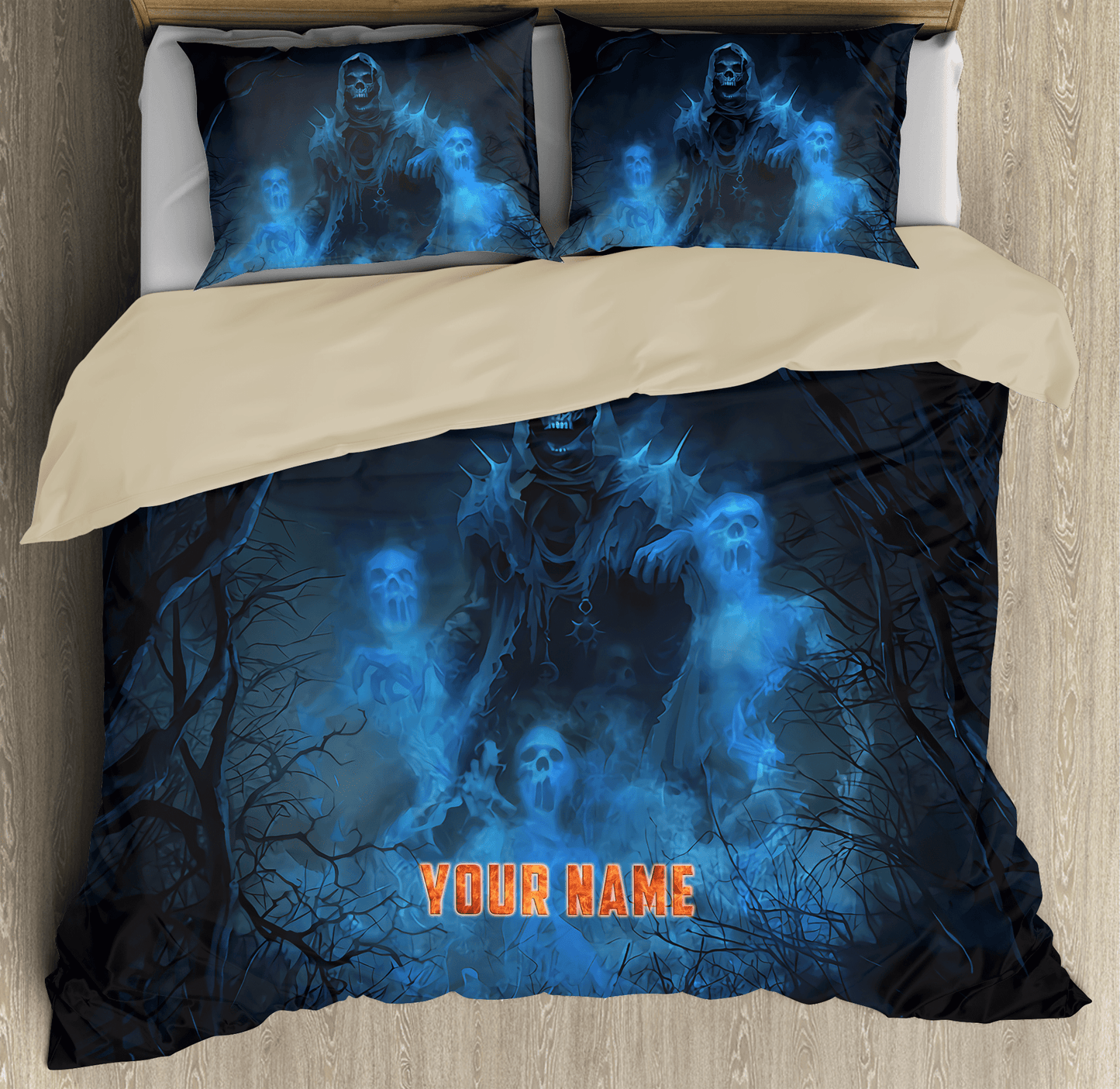 Customize Name Cool Blue Skull Bedding Set DD15052101