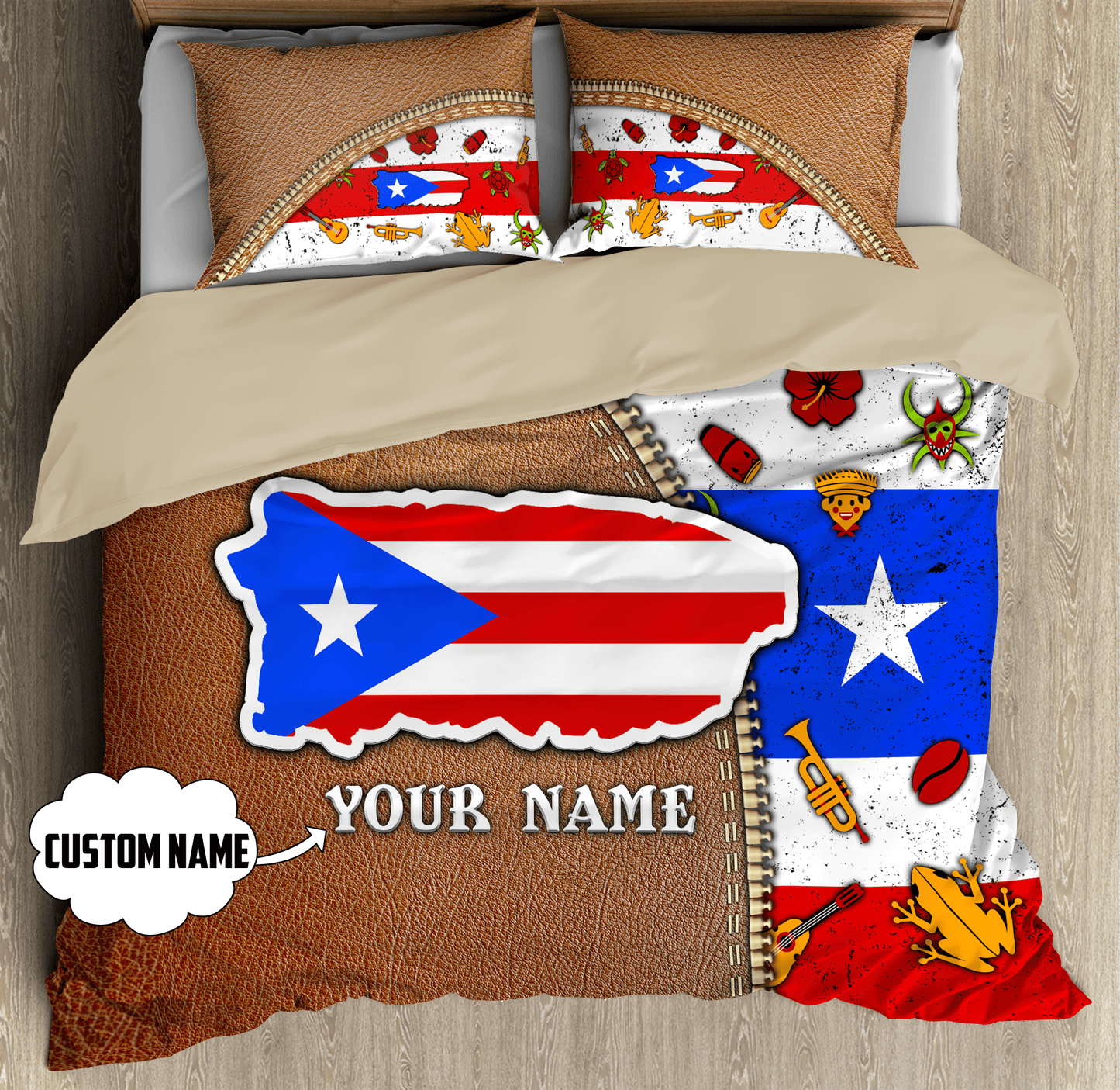 Customize Name Loving Puerto Rico Bedding Set