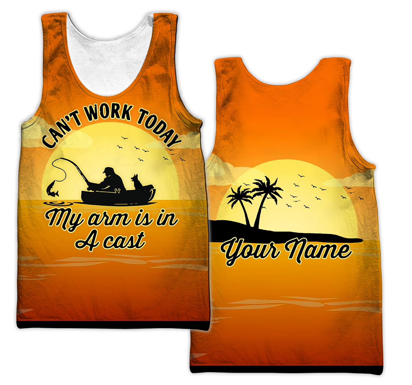 My arm is in a cast Fishing custom name design 3d print shirts