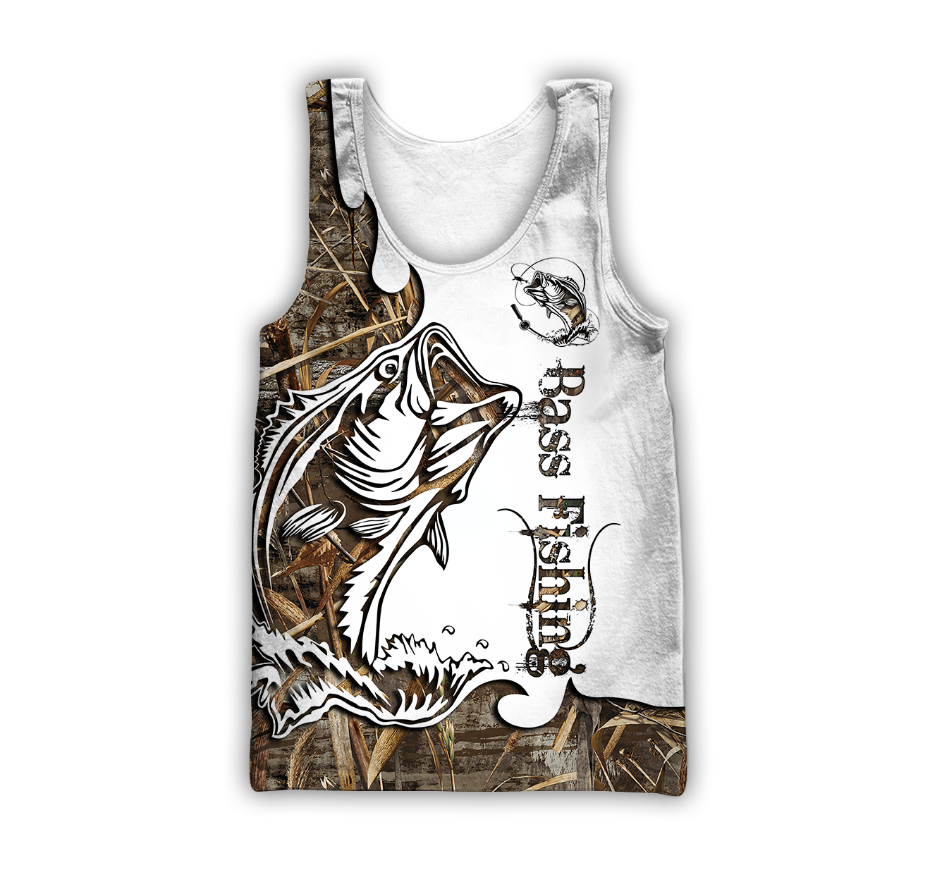 Bass Fishing Sport Muddy Water Camo tattoo 3D shirts for men and women