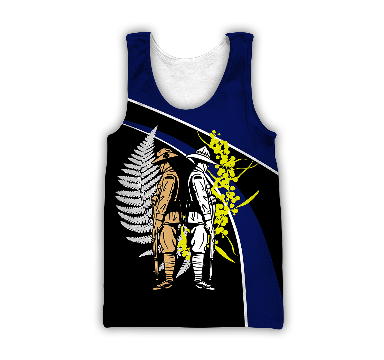 The ode fern-wattle Australia and Kiwi Veteran blue 3D print shirts
