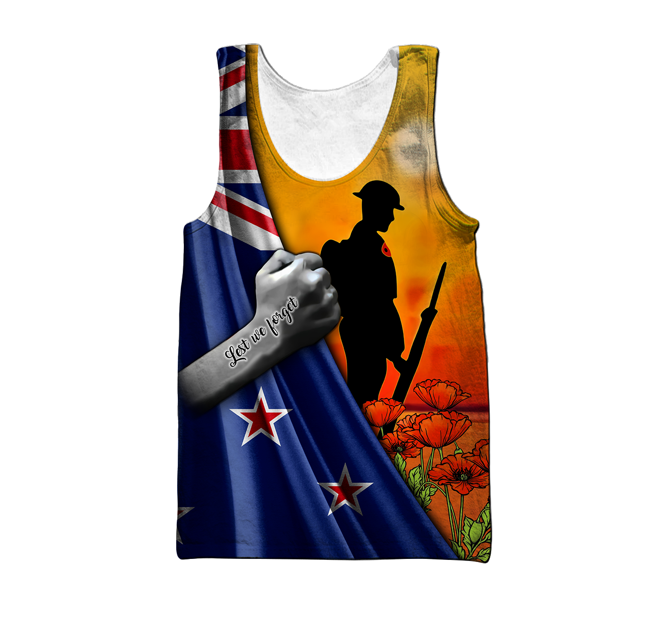 Lest we forget Custom name New Zealand Veteran 3D print shirt