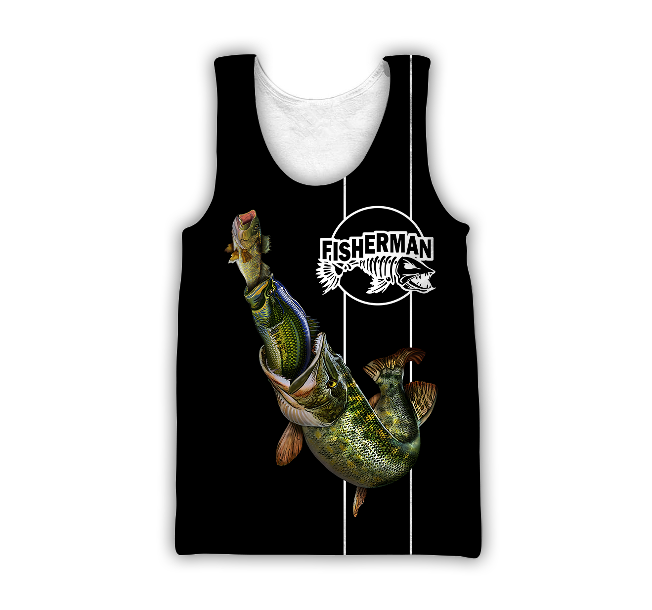 The great fish eats the small Black Fishing 3d print shirts