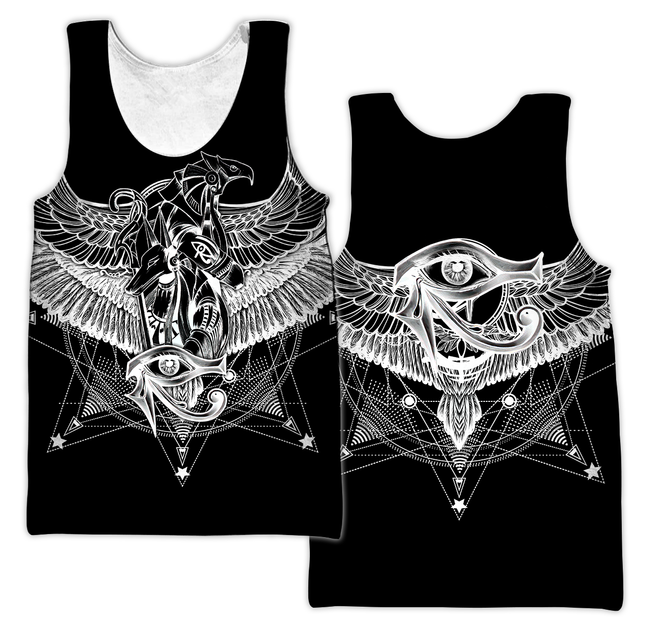 Egyptian Gods Ancient Tattoo black ver unisex 3d print shirts