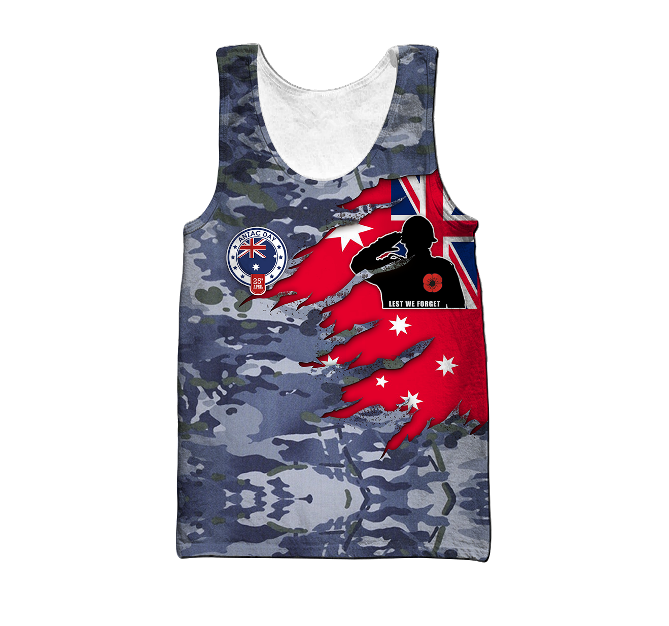 Anzac day remembrance Kiwi and Australia Navy Veteran Camo 3D print shirt