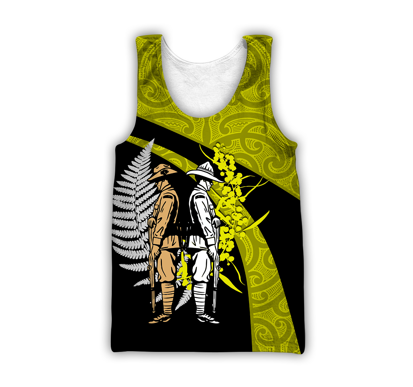 Anzac day the ode fern-wattle Australia and Kiwi Veteran yellow 3D print shirt