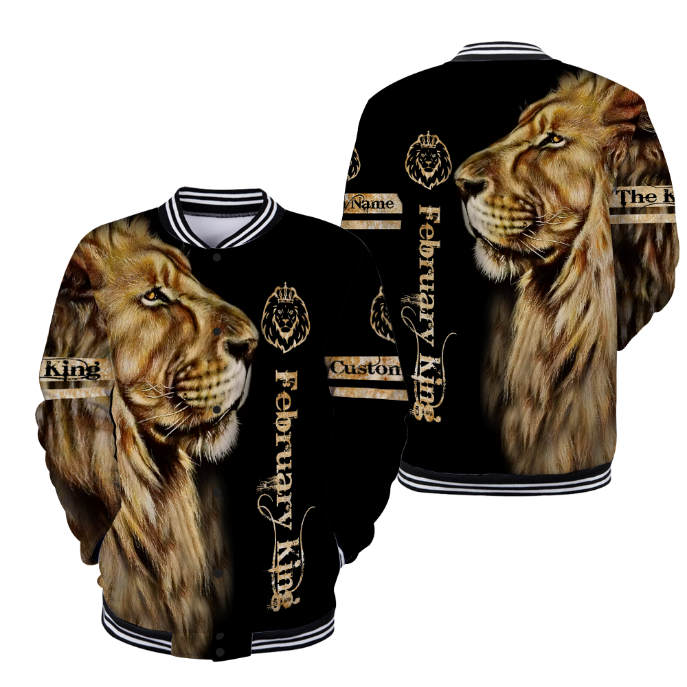 Custom Name February King Lion 3D All Over Printed Unisex Shirt