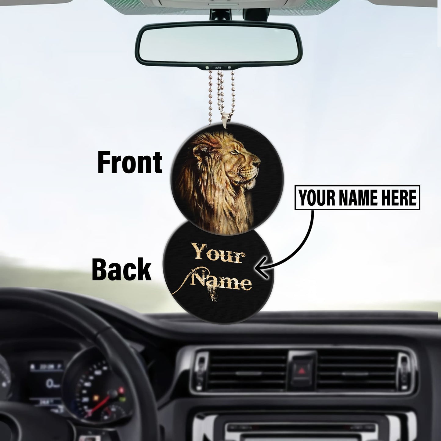 Customized Name King Lion Unique Design Car Hanging Ornament