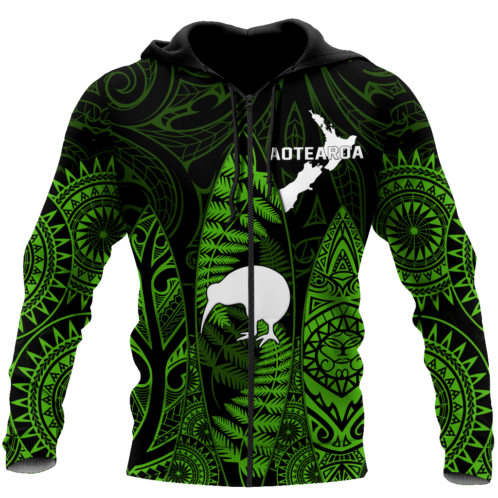 New zealand maori surf green 3d all over printed for men and women
