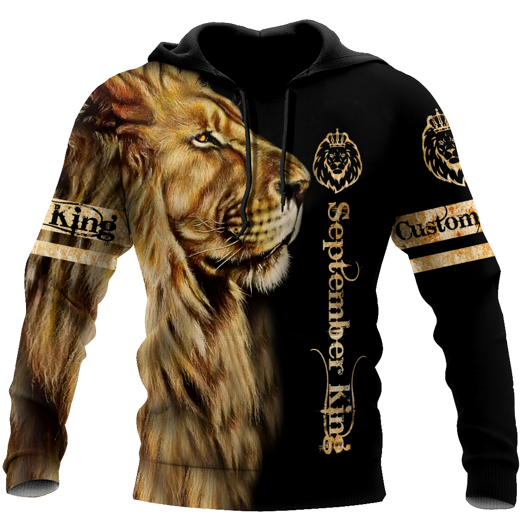 Custom Name September King Lion 3D All Over Printed Unisex Shirts