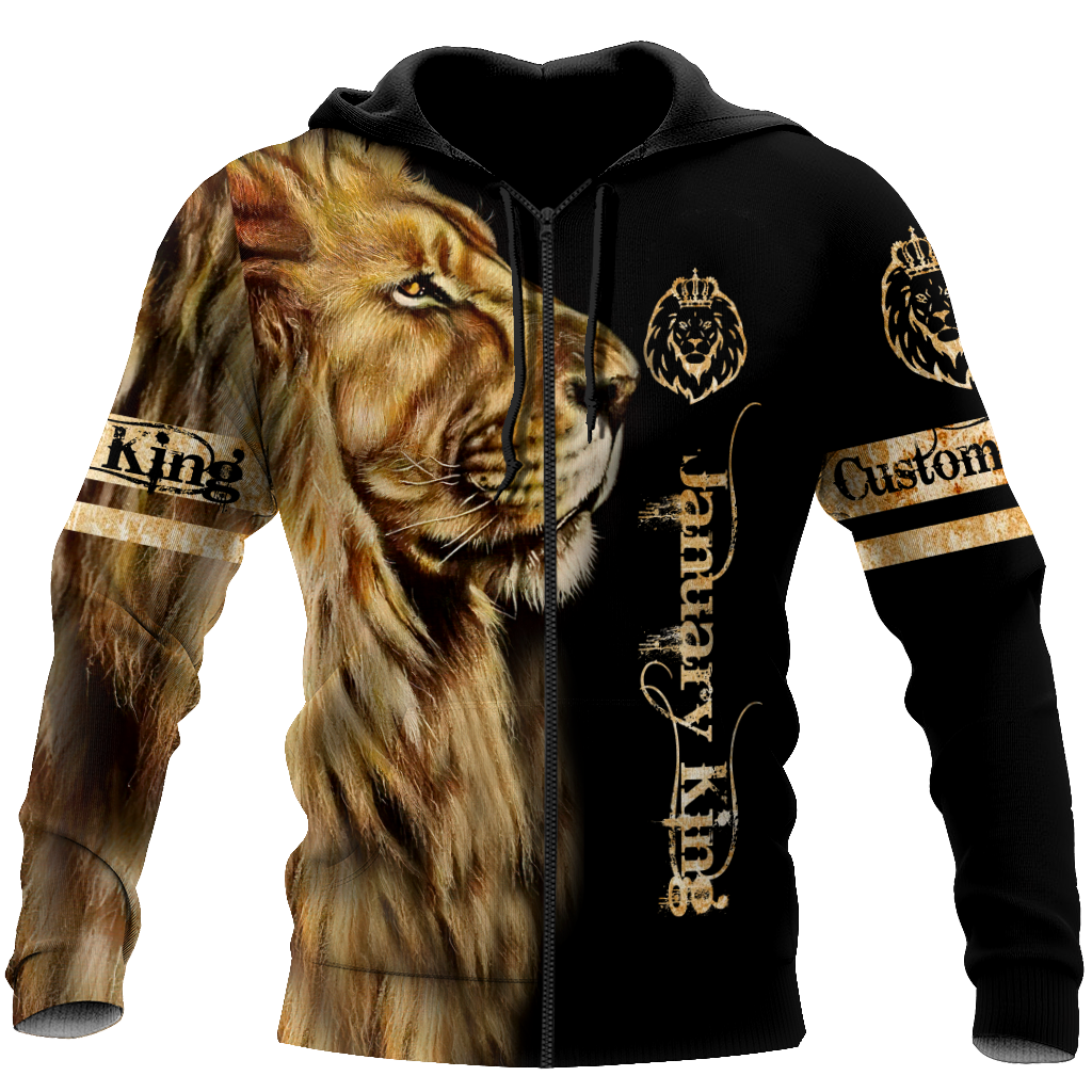 Custom Name January King Lion 3D All Over Printed Unisex Shirt