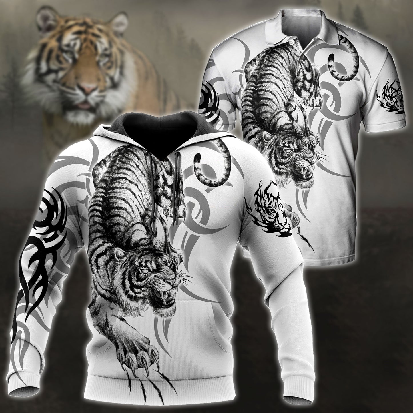White Tiger Tattoo 3D All Over Printed Unisex Shirts