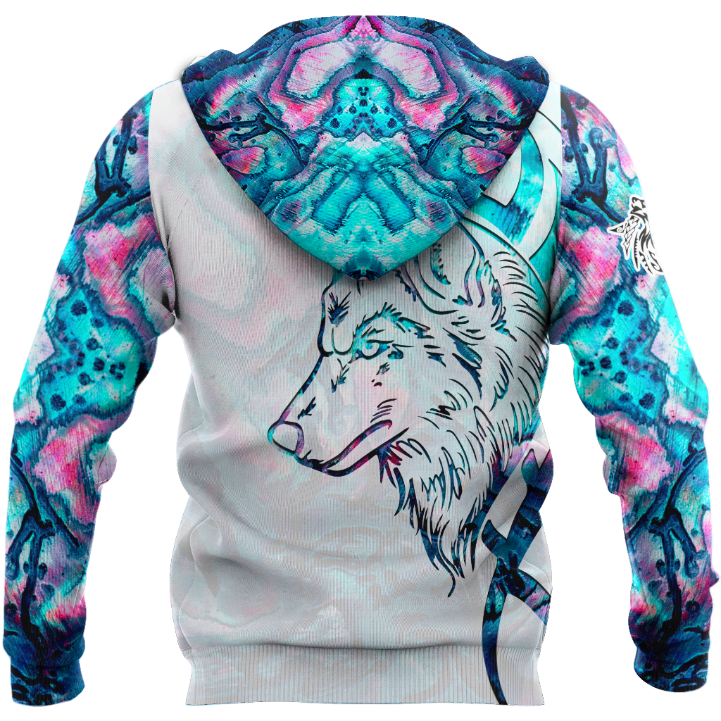 Paua shell wolf tattoo 3d all over printed shirt and short for man and women-Apparel-PL8386-Hoodie-S-Vibe Cosy™