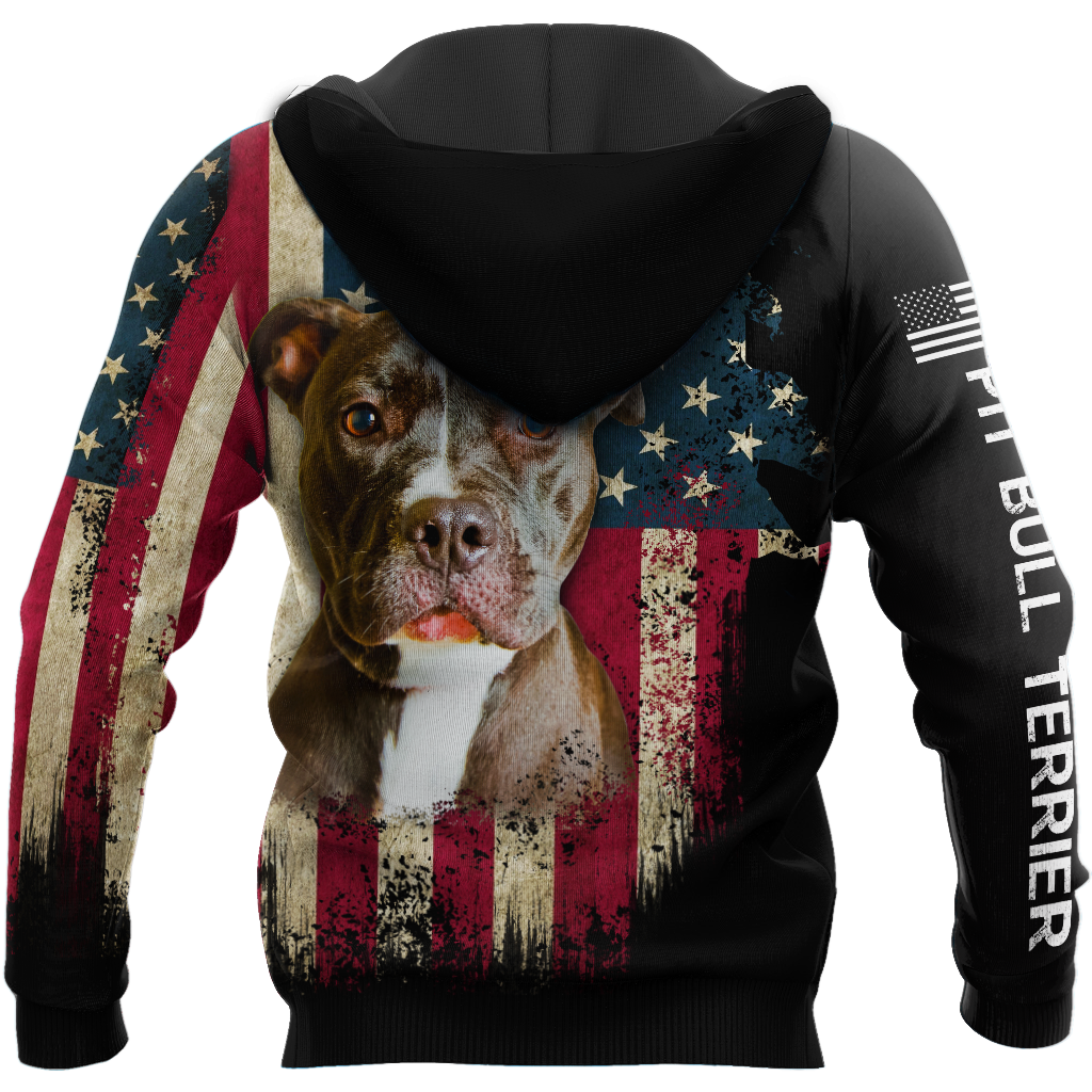 Pit Bull Terrier American Flag 3D All Over Print Hoodie TR0510202