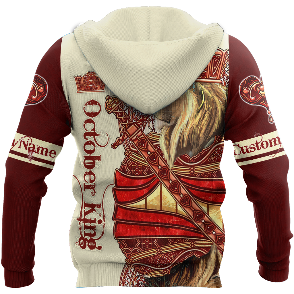 Custom Name October King Lion 3D All Over Printed Unisex Shirts
