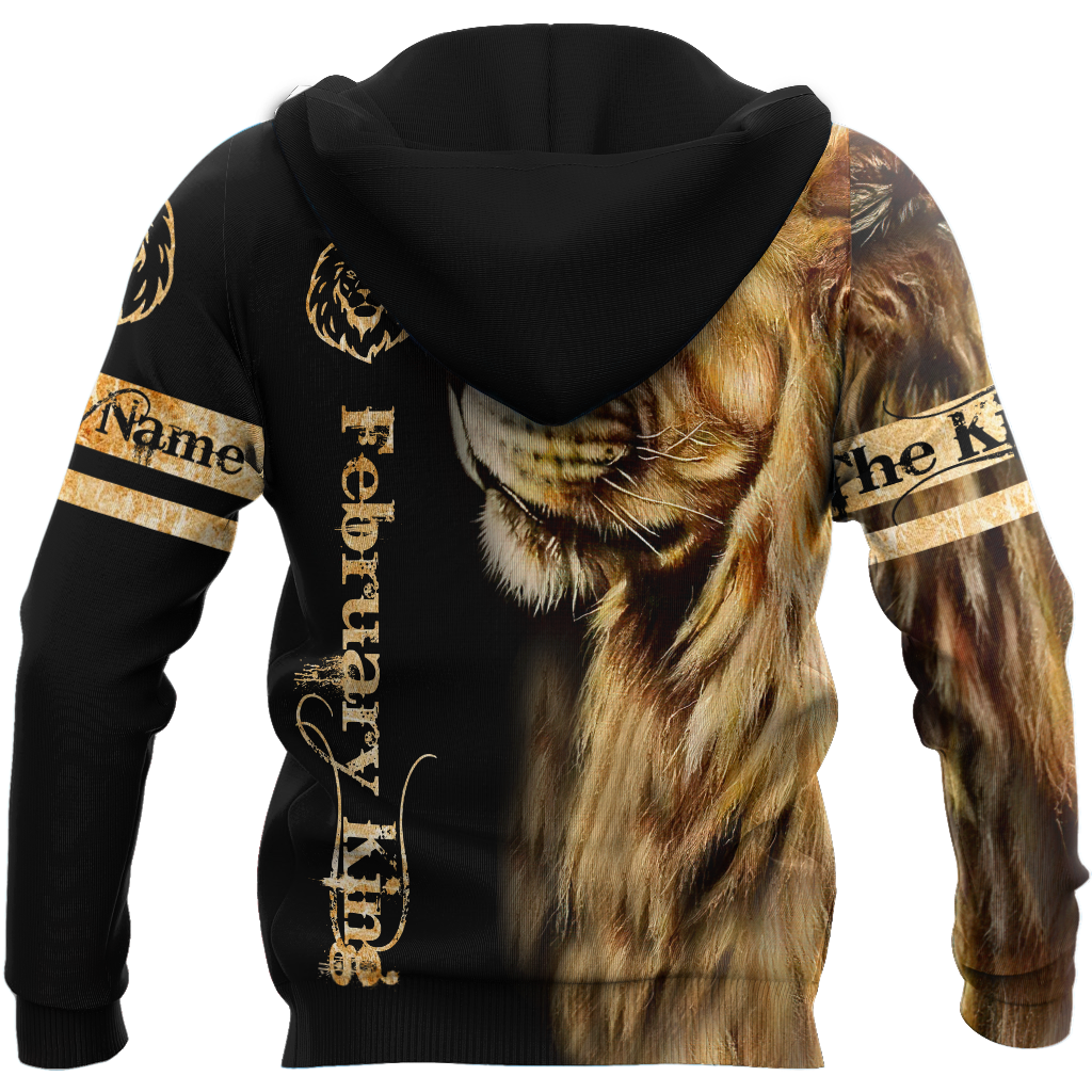 Custom Name February King Lion 3D All Over Printed Unisex Shirt