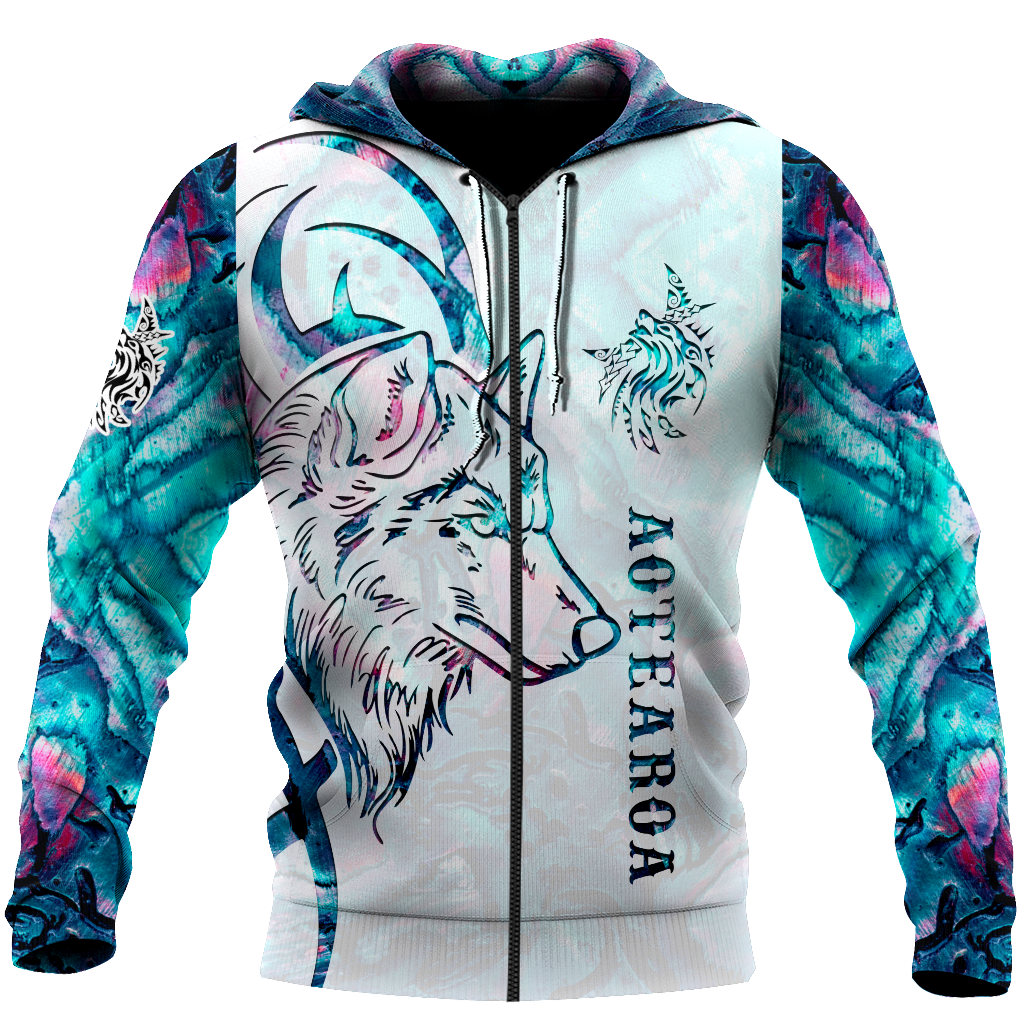 Paua shell wolf tattoo 3d all over printed shirt and short for man and women-Apparel-PL8386-Zipped Hoodie-S-Vibe Cosy™